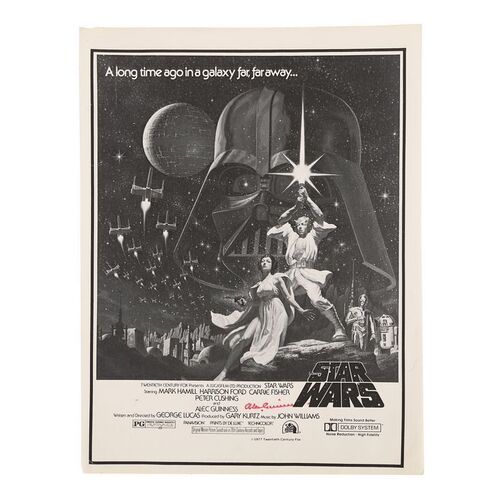 Lot #1591: STAR WARS: A NEW HOPE (1977) - Alec Guinness Autographed Poster Image