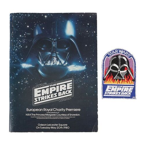 Lot #1608: STAR WARS: THE EMPIRE STRIKES BACK (1980) - Dave Prowse Autographed Charity Program and Crew Patch