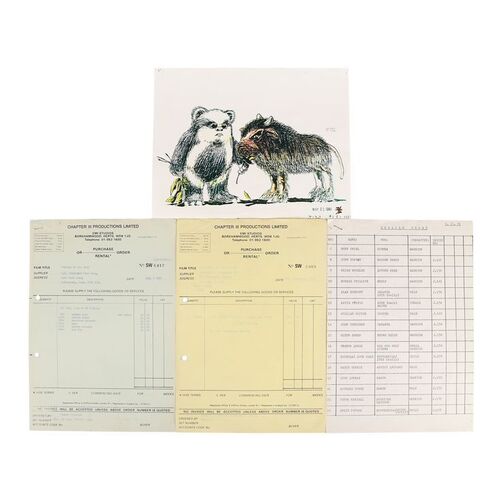 Lot #1617: STAR WARS: RETURN OF THE JEDI (1983) - Ewok Illustration, Crowd List & Purchase Orders