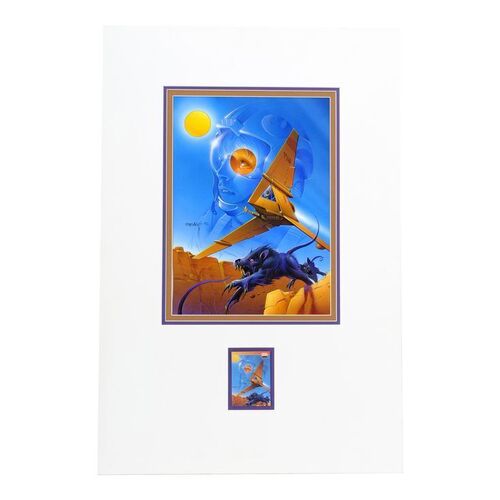 Lot #1627: STAR WARS EXPANDED UNIVERSE - William Plumb Collection: Matted Hand-Painted Ken Steacy "Bullseye Womp Rat" Artwork