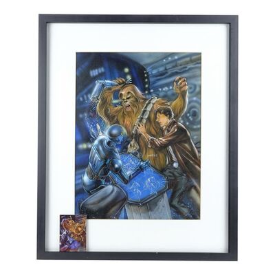 Lot #1628: STAR WARS EXPANDED UNIVERSE - William Plumb Collection: Framed Hand-painted Joe Phillips "New Visions 2" Star Wars Galaxy Card Illustration