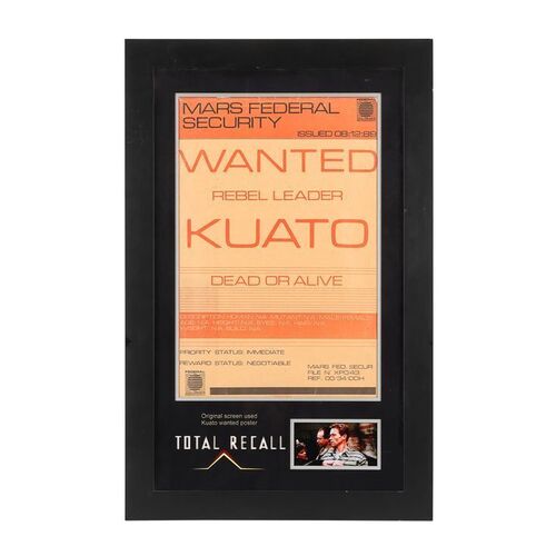 Lot #1714: TOTAL RECALL (1990) - Framed Kuato Wanted Poster