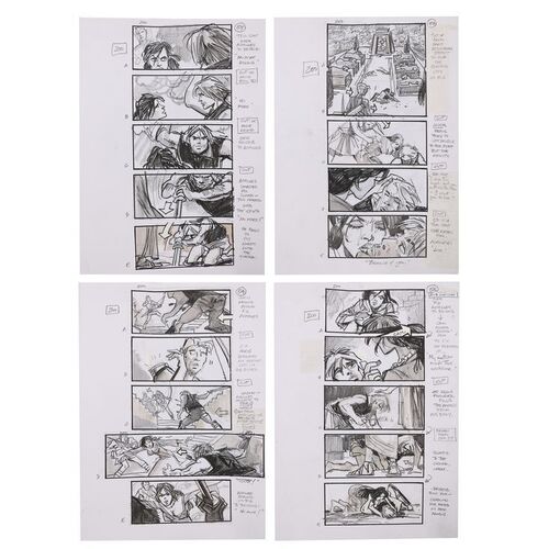 Lot #1723: TROY (2004) - Martin Asbury Hand-drawn "Death of Achilles" Storyboard Pages