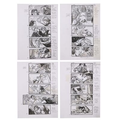 Lot #1723: TROY (2004) - Martin Asbury Hand-drawn "Death of Achilles" Storyboard Pages