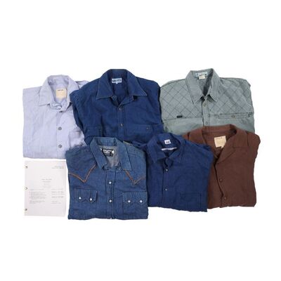 Lot #1742: WALKER, TEXAS RANGER (1993 - 2001) - Six Cordell Walker (Chuck Norris) Shirts and a Script