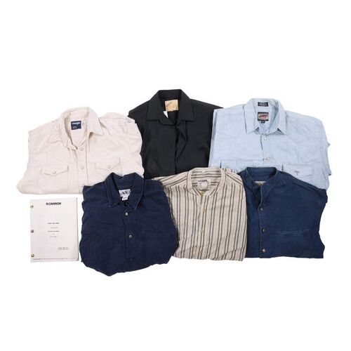 Lot #1743: WALKER, TEXAS RANGER (1993 - 2001) - Six Cordell Walker (Chuck Norris) Shirts and a Script