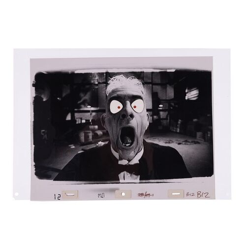 Lot #1757: WHO FRAMED ROGER RABBIT (1988) - Hand-painted Bulging Eyes Judge Doom (Christopher Lloyd) Cel Set-up