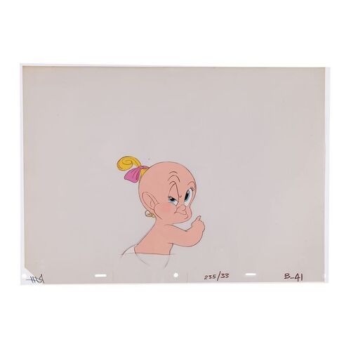 Lot #1763: WHO FRAMED ROGER RABBIT (1988) - Hand-painted Baby Herman (Lou Hirsch) Animation Cel