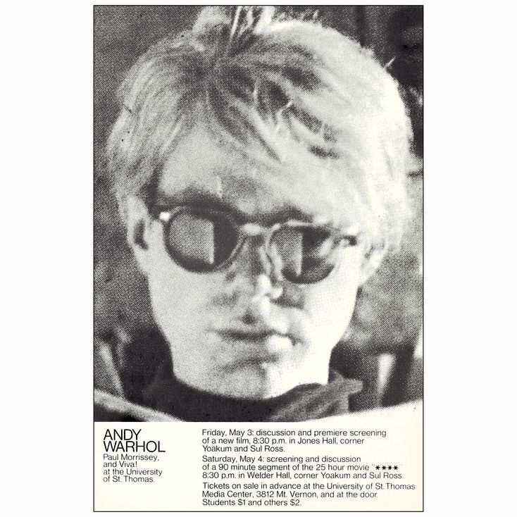 13: ANDY WARHOL IN-PERSON WITH TWO FILMS - Special Event Poster (15.5 x  23.5 ); Mint Rolled