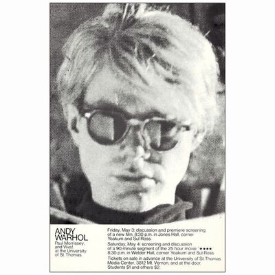 13: ANDY WARHOL IN-PERSON WITH TWO FILMS - Special Event Poster (15.5" x 23.5"); Mint Rolled