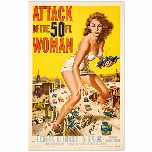16: ATTACK OF THE 50 FOOT WOMAN - One-Sheet (27" X 41"); Fine+ on Linen