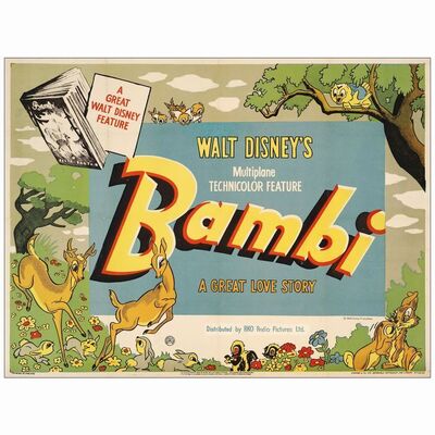 19: BAMBI - British Quad (29.25" x 39"); Very Fine- on Linen