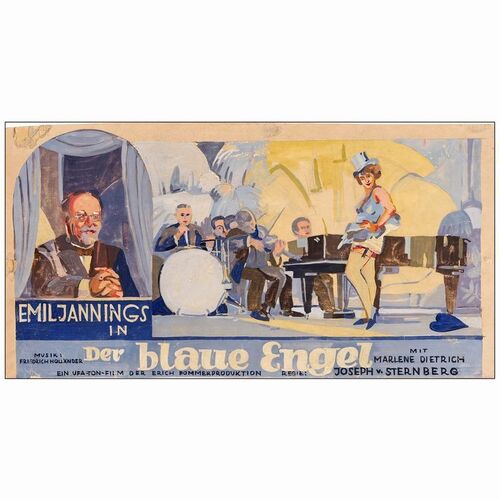 32: THE BLUE ANGEL - Handpainted German Illustration (25" x 13.25"); Very Fine