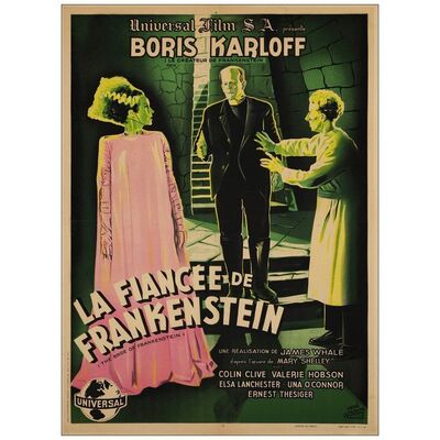 38: THE BRIDE OF FRANKENSTEIN - French Moyenne (23.5" x 32"); Very Fine+ on Linen