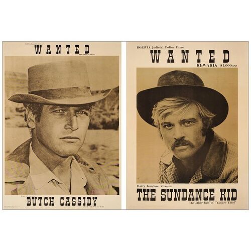45: BUTCH CASSIDY AND THE SUNDANCE KID - Japanese (2) (31" x 42.5" & 29" x 41"); Robert Reford Style & Paul Newman Style; Very Fine- on Linen