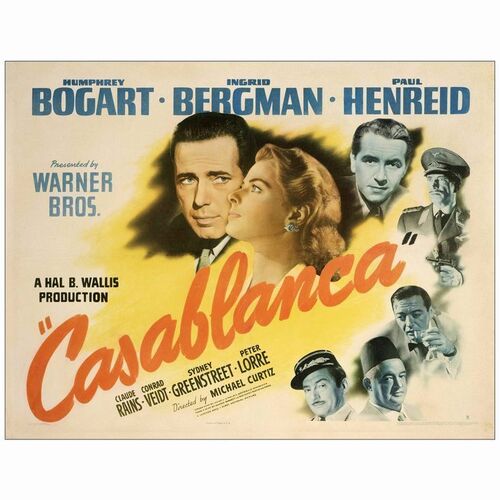 47: CASABLANCA - Half Sheet (22" x 28"); Style B; Very Fine- on Paper