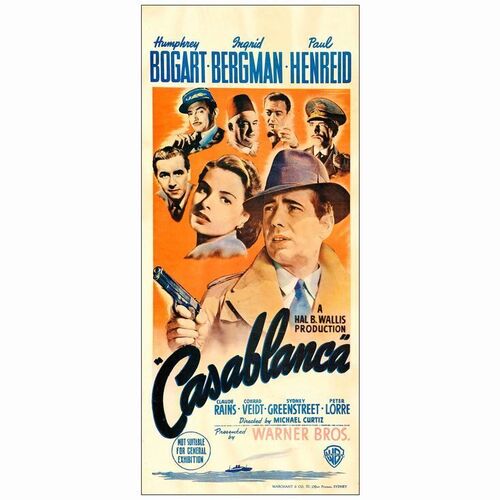 49: CASABLANCA - Australian Daybill (13.5" x 30"); Very Fine on Linen