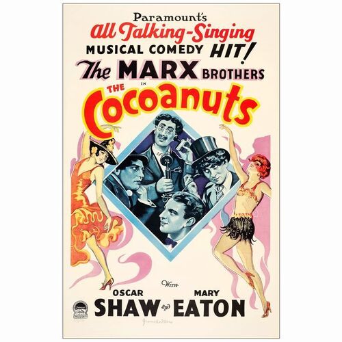 56: THE COCOANUTS - Reproduction One-Sheet (27.25" x 42.25") Autographed by Groucho Marx; Near Mint Rolled
