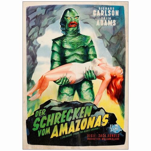 59: CREATURE FROM THE BLACK LAGOON - German A1 (24" x 34"); Banned Style; Very Fine- Folded