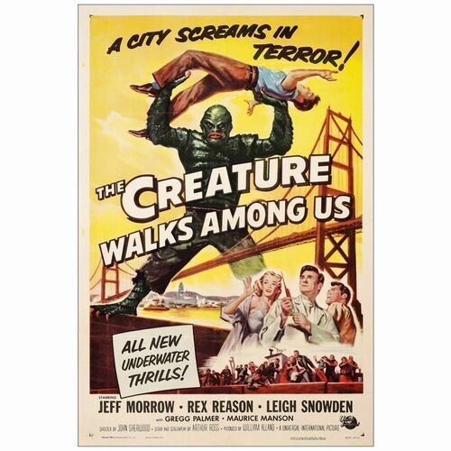 60: THE CREATURE WALKS AMONG US - One-Sheet (27" x 41"); Fine+ on Linen