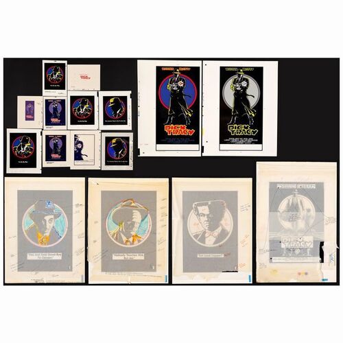 67: DICK TRACY - Promotional Proofs ((10) 10" X 15"- 15" X 19" CMYK Proofs, (2) 19" X 24" CMYK Proofs, (4) 20" X 26.5" Mounted Annotated Printers Proofs, (1) 20" X 30" Mounted Annotated Printers Proof.); Near Mint