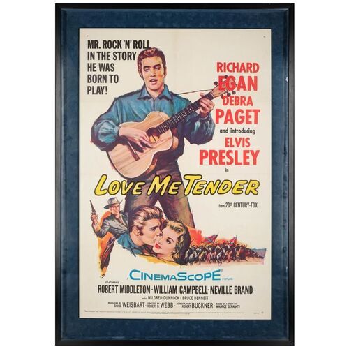 85: LOVE ME TENDER - One-Sheet (27" x 41") Framed; From the Collection of Bass Guitarist, Jason Newsted; Very Fine