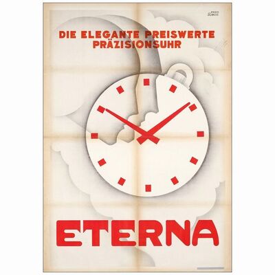 86: ETERNA WATCHES - Swiss Advertising Poster (27.5" x 39"); Fine Folded