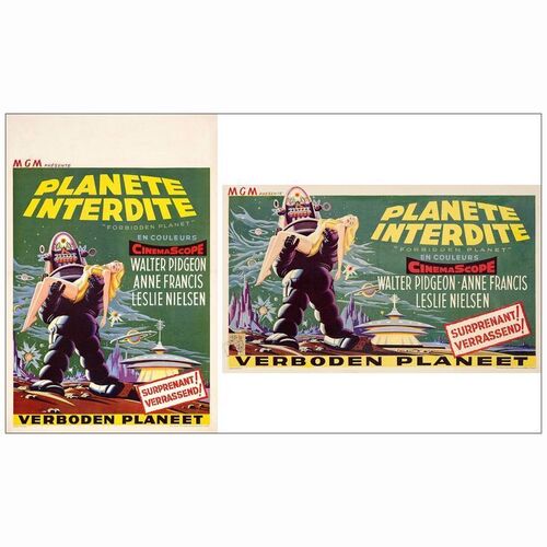 91: FORBIDDEN PLANET - Belgian & Trimmed Horizontal Belgian (14.5" x 22" & 13" x 21.75"); Fine+ on Linen