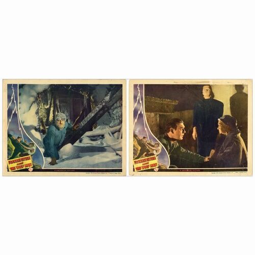 94: FRANKENSTEIN MEETS THE WOLF MAN - Lobby Cards (2) (11" x 14"); Fine