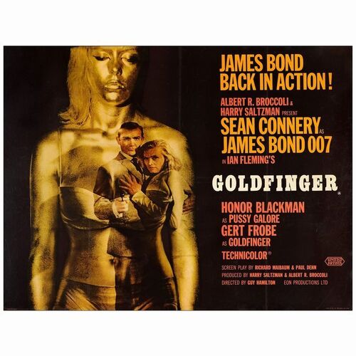 138: JAMES BOND: GOLDFINGER - British Quad (30" x 40"); Fine+ on Linen, Full-Bleed