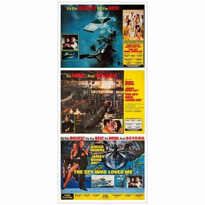 142: JAMES BOND: THE SPY WHO LOVED ME - New York Subway (3) (59.25" x 44.75"); Advance Submarine Style, Advance Scuba Style & Art Style; Very Fine- Folded