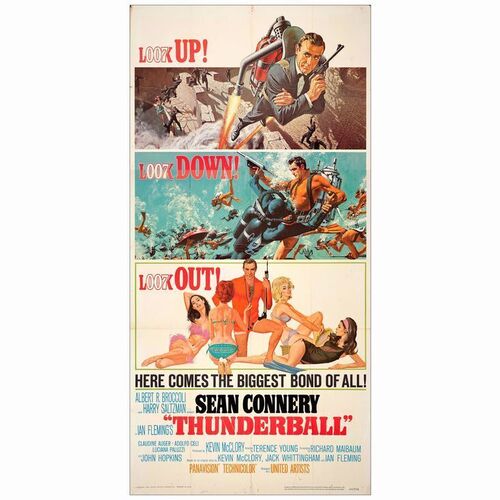 144: JAMES BOND: THUNDERBALL - Three Sheet (40.5" x 81"); Very Fine- Folded