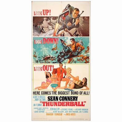 144: JAMES BOND: THUNDERBALL - Three Sheet (40.5" x 81"); Very Fine- Folded
