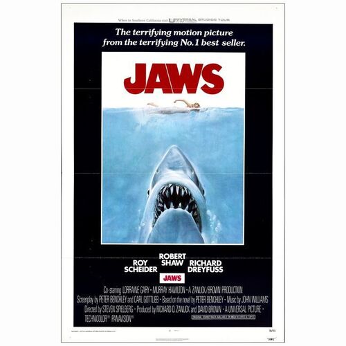 155: JAWS - One-Sheet (27" x 41"); Near Mint Flat Folded