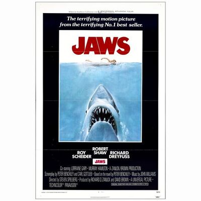 155: JAWS - One-Sheet (27" x 41"); Near Mint Flat Folded