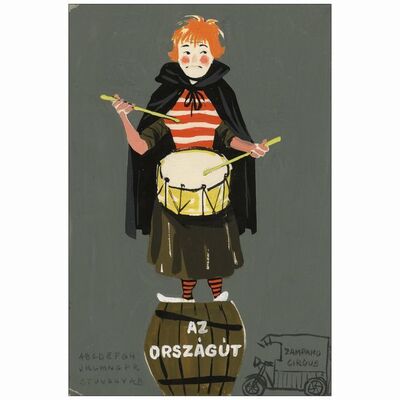 166: LA STRADA - Hungarian Original Mixed Media, Hand-Painted Artwork (6.5" x 9.25"); Very Fine+