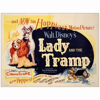 167: LADY AND THE TRAMP - British Quad (29.75" x 39.5"); Very Fine+ on Linen