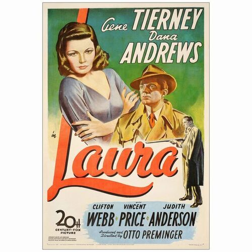 169: LAURA - One-Sheet (27.5" x 41"); Very Good- on Linen