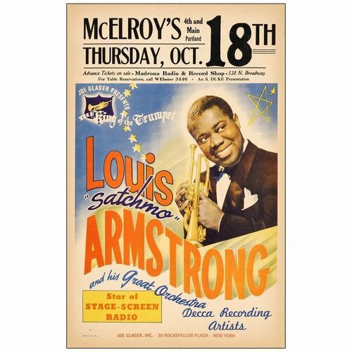 175: LOUIS ARMSTRONG - Window Card (14" x 22"); Very Fine