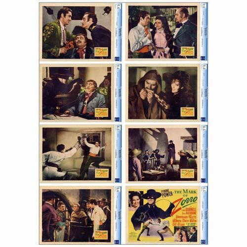 185: THE MARK OF ZORRO - CGC Graded Lobby Card Set (8) (11" x 14"); Very Fine+