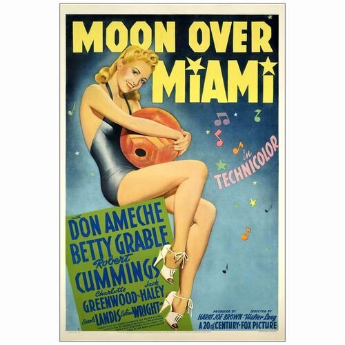 192: MOON OVER MIAMI - One-Sheet (27.5" x 41"); Style B; Fine+ on Linen