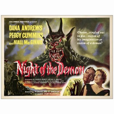 198: NIGHT OF THE DEMON - British Quad (30" x 40"); AKA Curse of the Demon; Very Fine+ on Linen