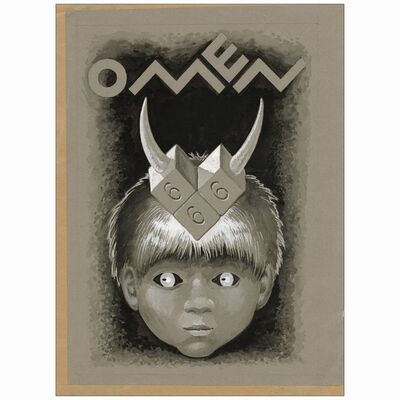 205: THE OMEN - Hungarian Original Mixed Media, Hand-Painted Artwork (8.5" x 11.25"); 1st Release; Very Fine