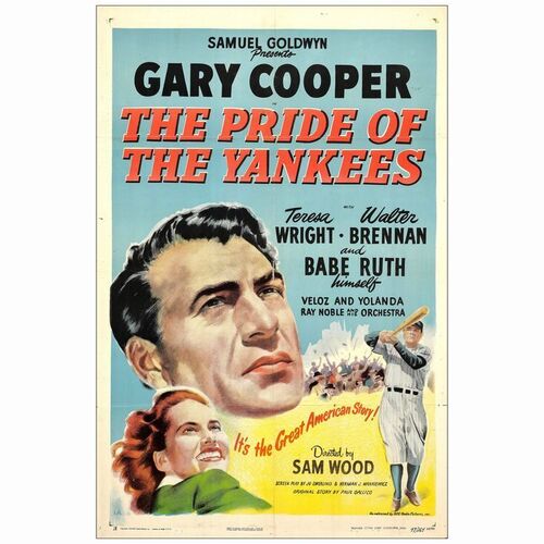 215: THE PRIDE OF THE YANKEES - One-Sheet (27" x 41"); Fine+ Folded