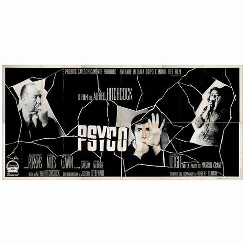 222: PSYCHO - Italian Six Panel/Billboard (78" x 163"); Very Fine- Folded