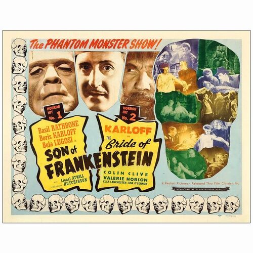 256: SON OF FRANKENSTEIN/BRIDE OF FRANKENSTEIN COMBO - Half Sheet (22" x 28"); Fine on Paper