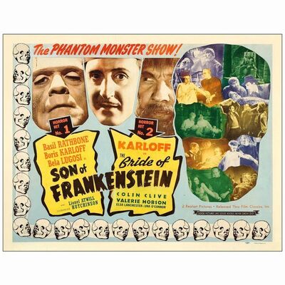 256: SON OF FRANKENSTEIN/BRIDE OF FRANKENSTEIN COMBO - Half Sheet (22" x 28"); Fine on Paper