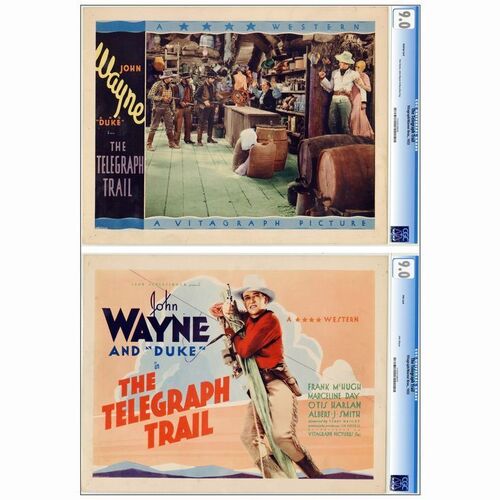295: THE TELEGRAPH TRAIL - CGC Graded Lobby Cards (2) (11" x 14"); Very Fine+