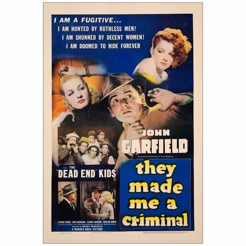 297: THEY MADE ME A CRIMINAL - One-Sheet (27.25" x 41.25"); Fine on Linen