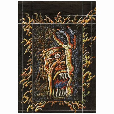 309: THE TOWERING INFERNO - Hungarian Original Mixed Media, Hand-Painted Artwork (7" x 9.75"); 1st Release; Near Mint
